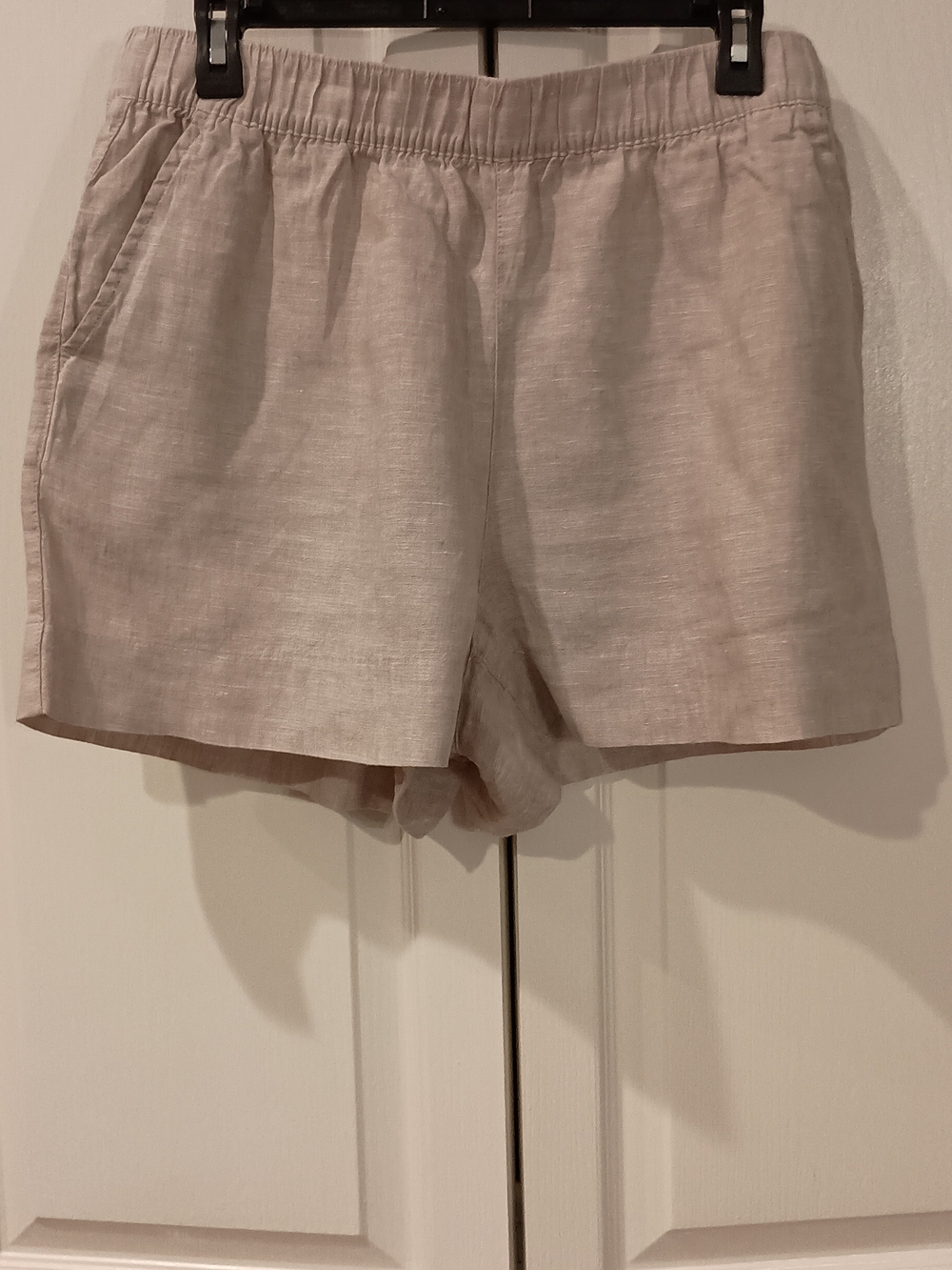 C&C California Light Beige High-Waist Linen-Blend Shorts